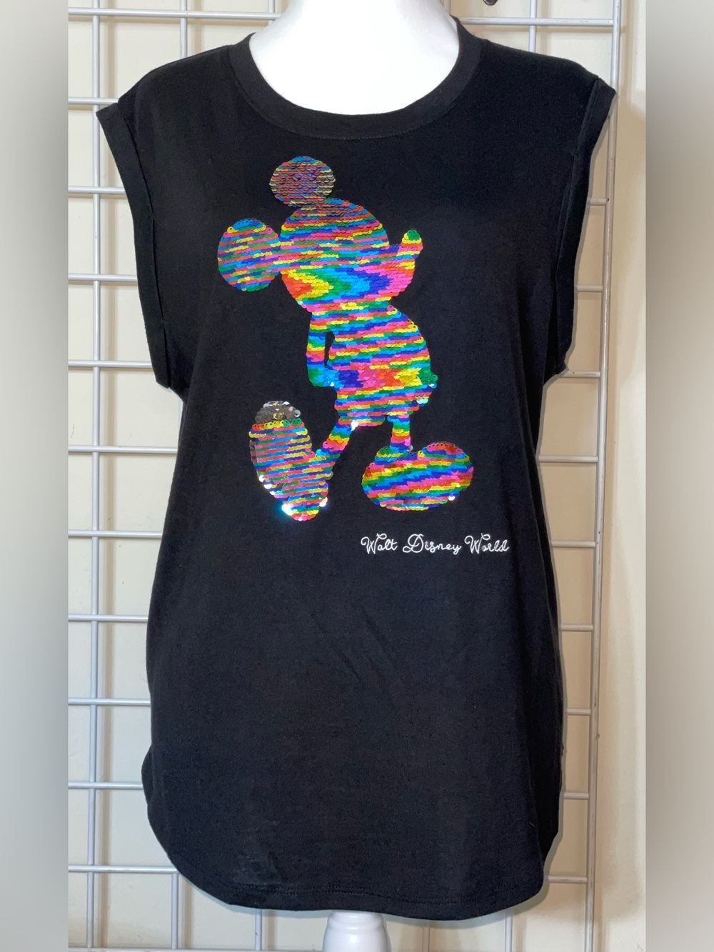 Disney Parks Mickey Mouse sequin Sleeveless Shirt Size Large